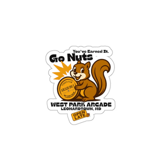 Go Nuts Arcade Die-Cut Sticker Printify