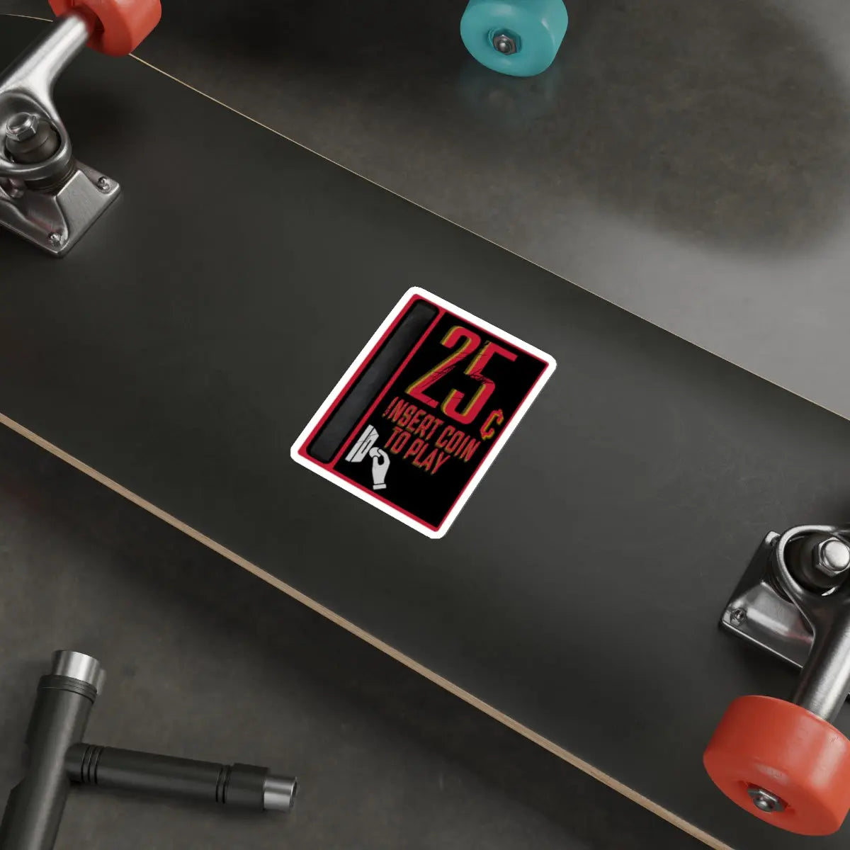 25¢ Insert Coin to Play Arcade Die-Cut Sticker Printify