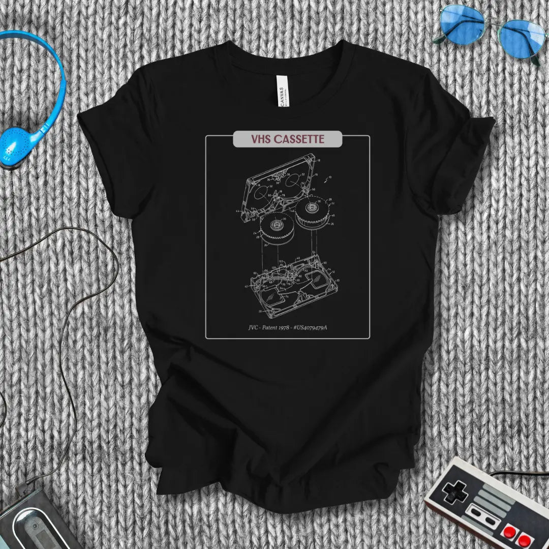 VHS Cassette Tape Schematic T-Shirt Printify