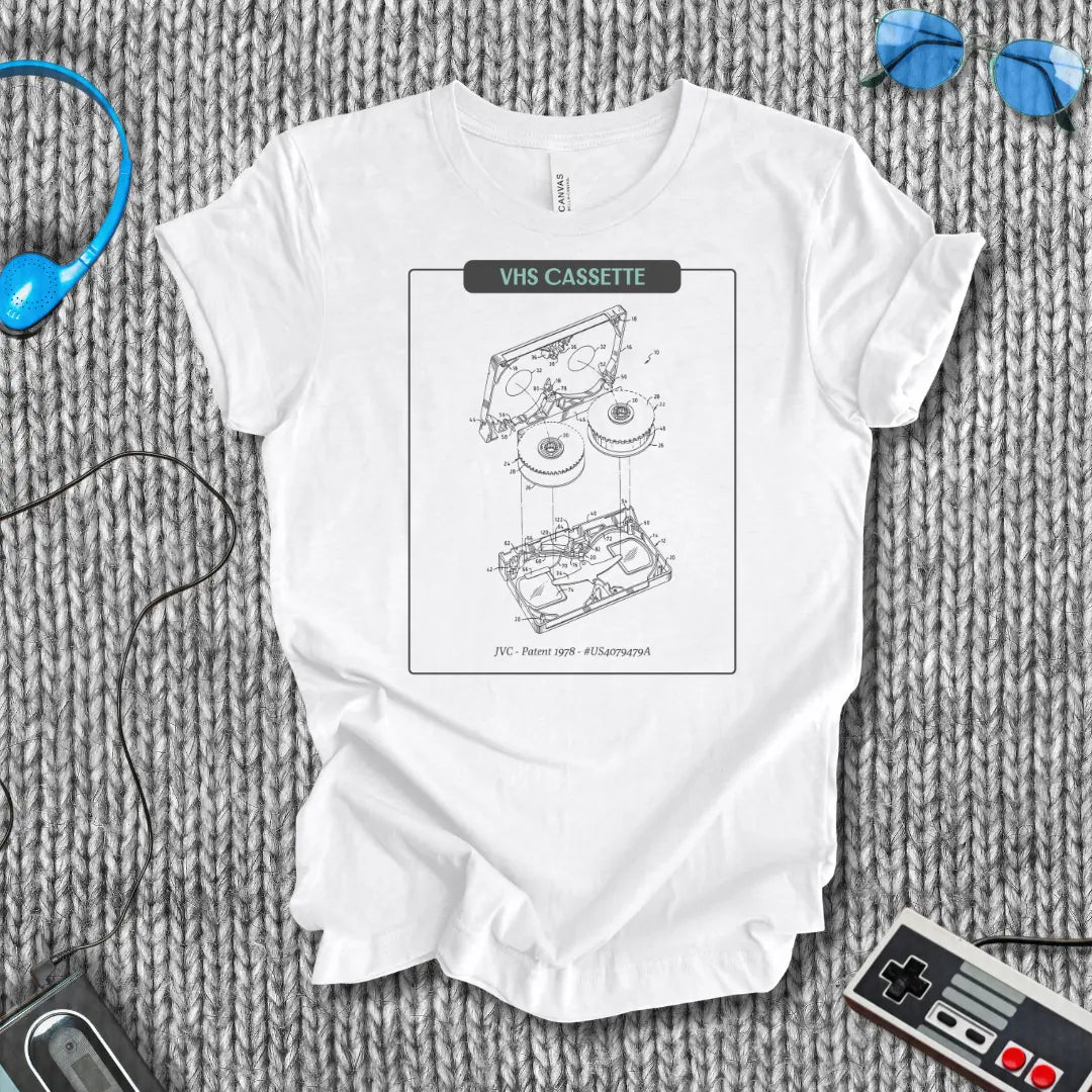 VHS Cassette Tape Schematic T-Shirt Printify