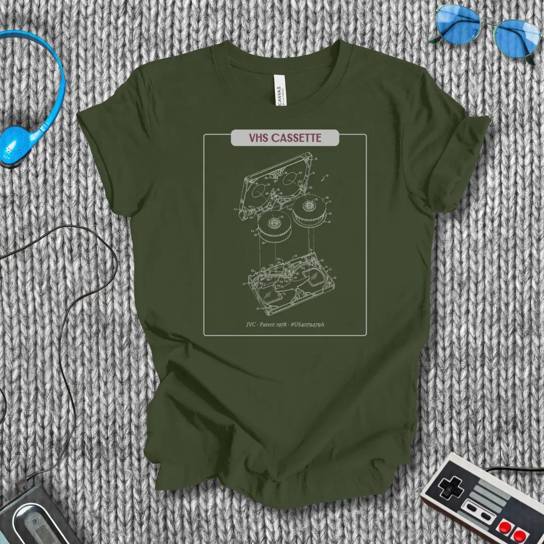 VHS Cassette Tape Schematic T-Shirt Printify