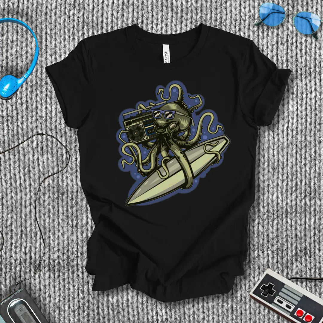 Ocean Boom Octopus Surf T-Shirt Printify