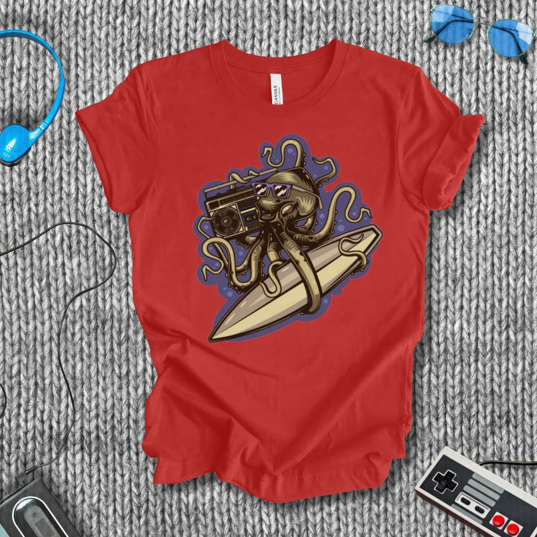 Ocean Boom Octopus Surf T-Shirt Printify