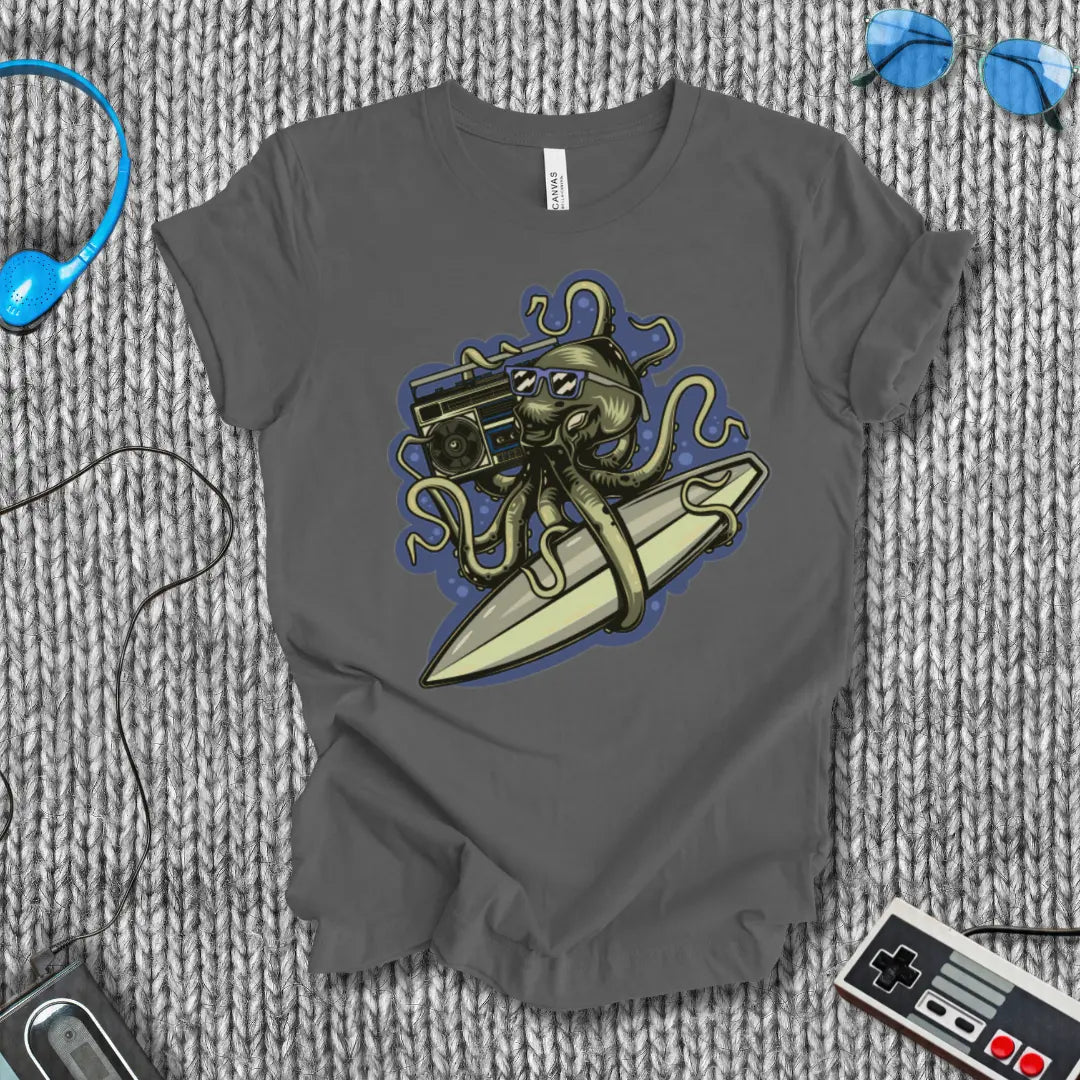Ocean Boom Octopus Surf T-Shirt Printify