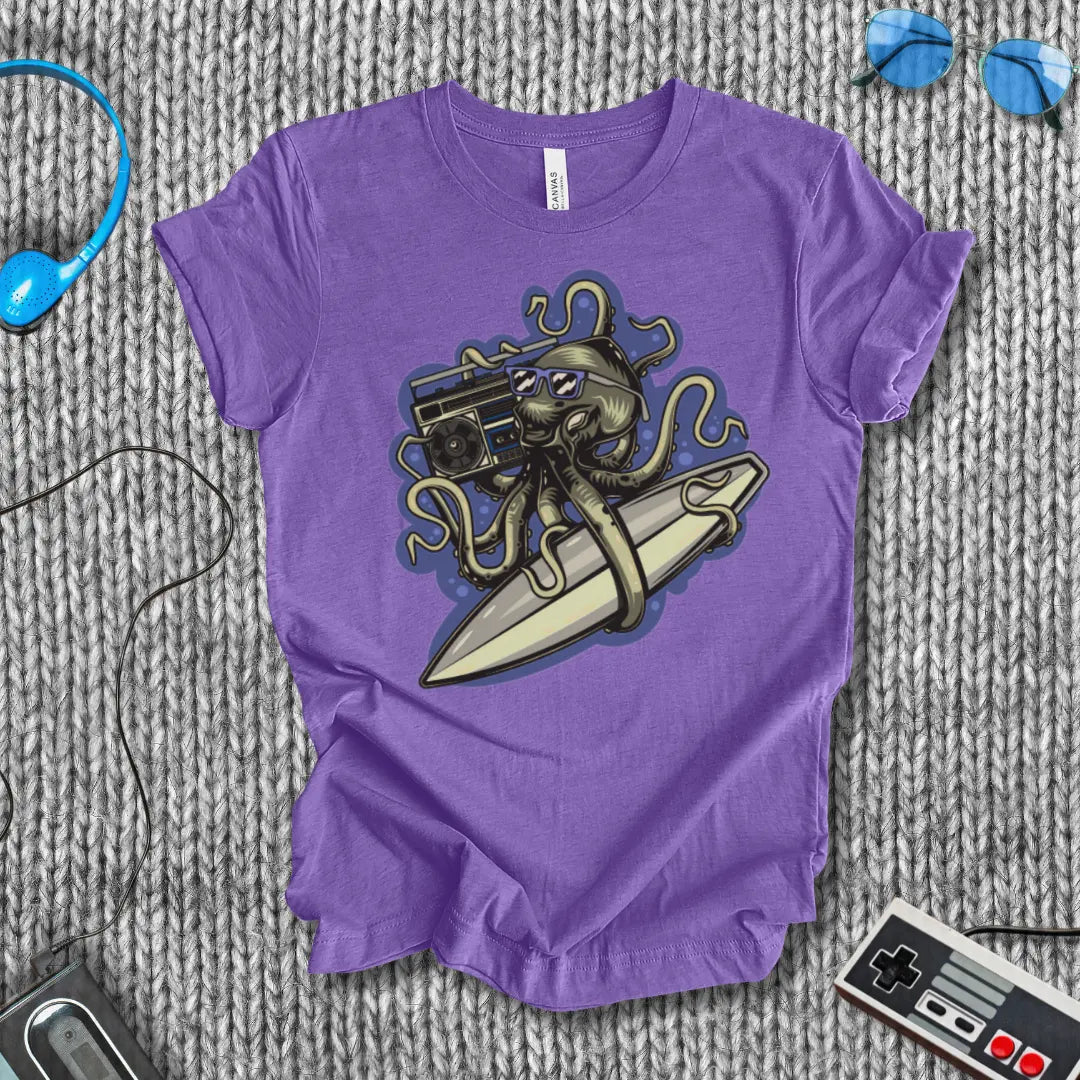 Ocean Boom Octopus Surf T-Shirt Printify