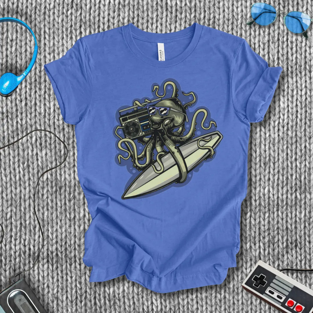 Ocean Boom Octopus Surf T-Shirt Printify