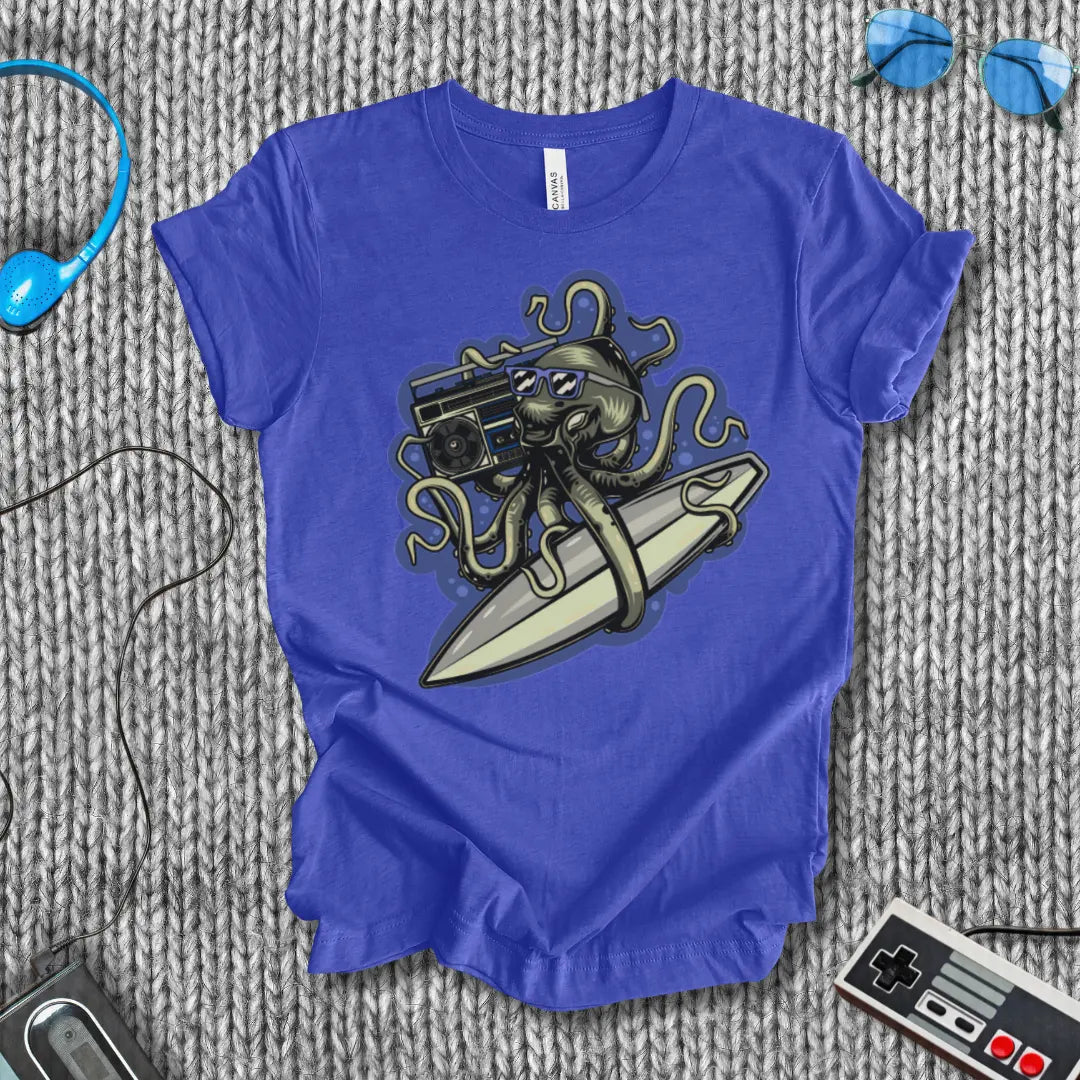 Ocean Boom Octopus Surf T-Shirt Printify