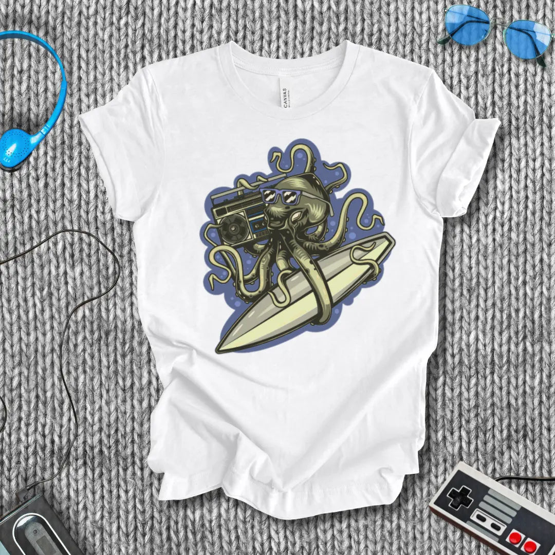 Ocean Boom Octopus Surf T-Shirt Printify