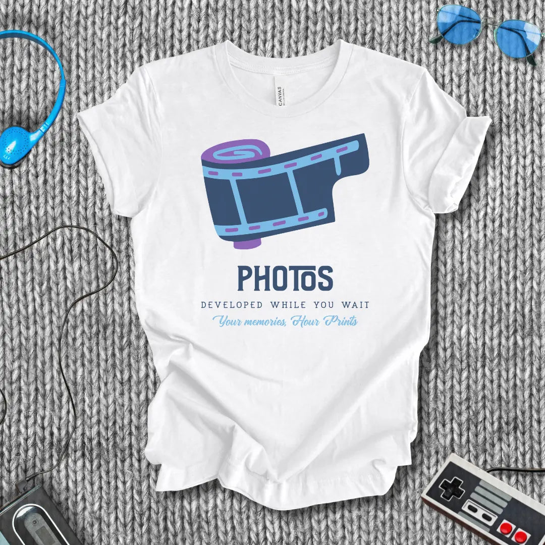 1-Hour Photo Retro Film Roll T-Shirt Printify