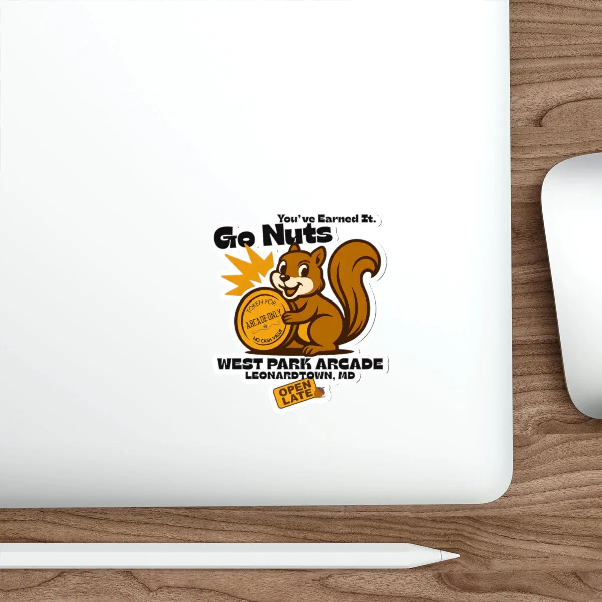 Go Nuts Arcade Die-Cut Sticker Printify