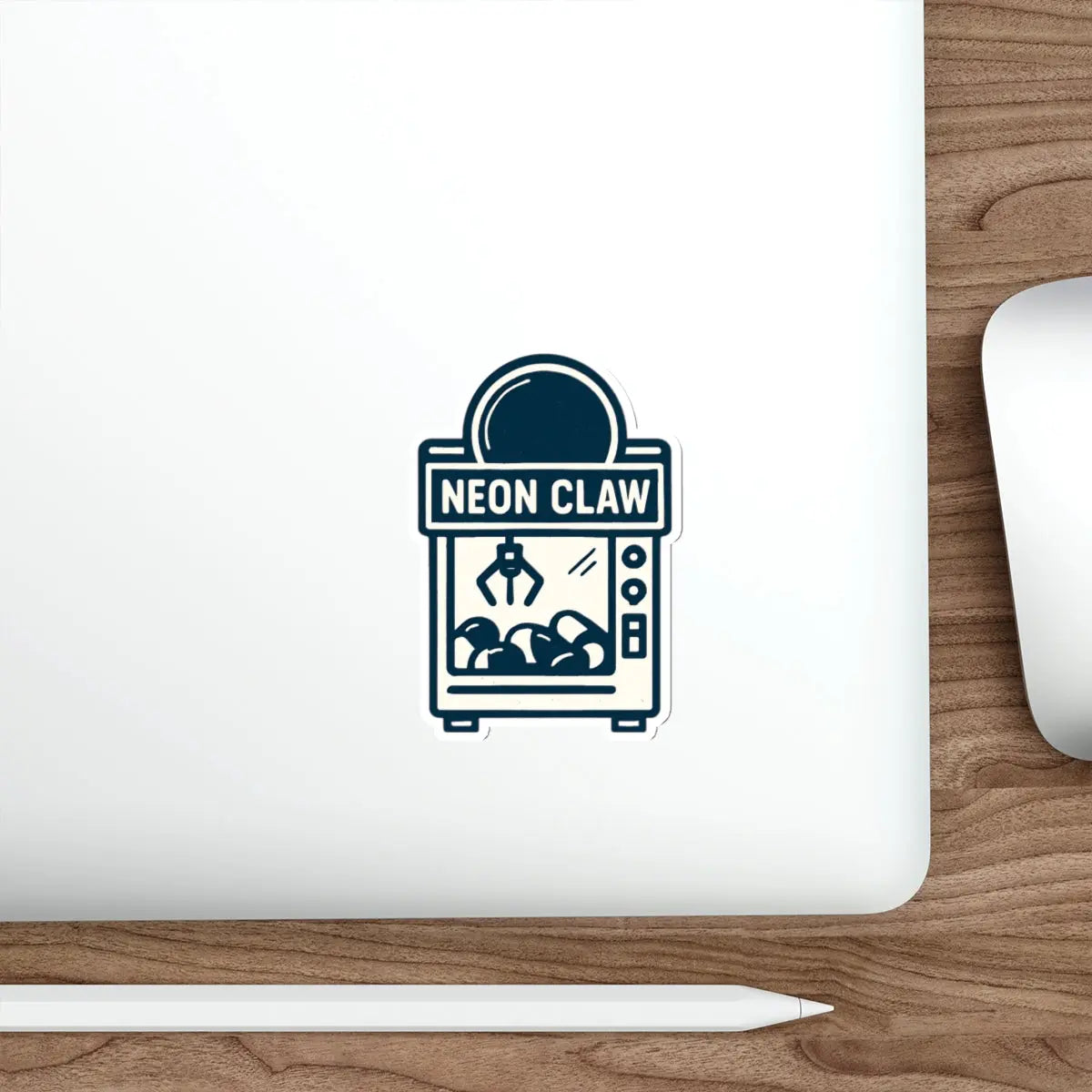 Neon Claw Arcade Game Die-Cut Sticker Printify