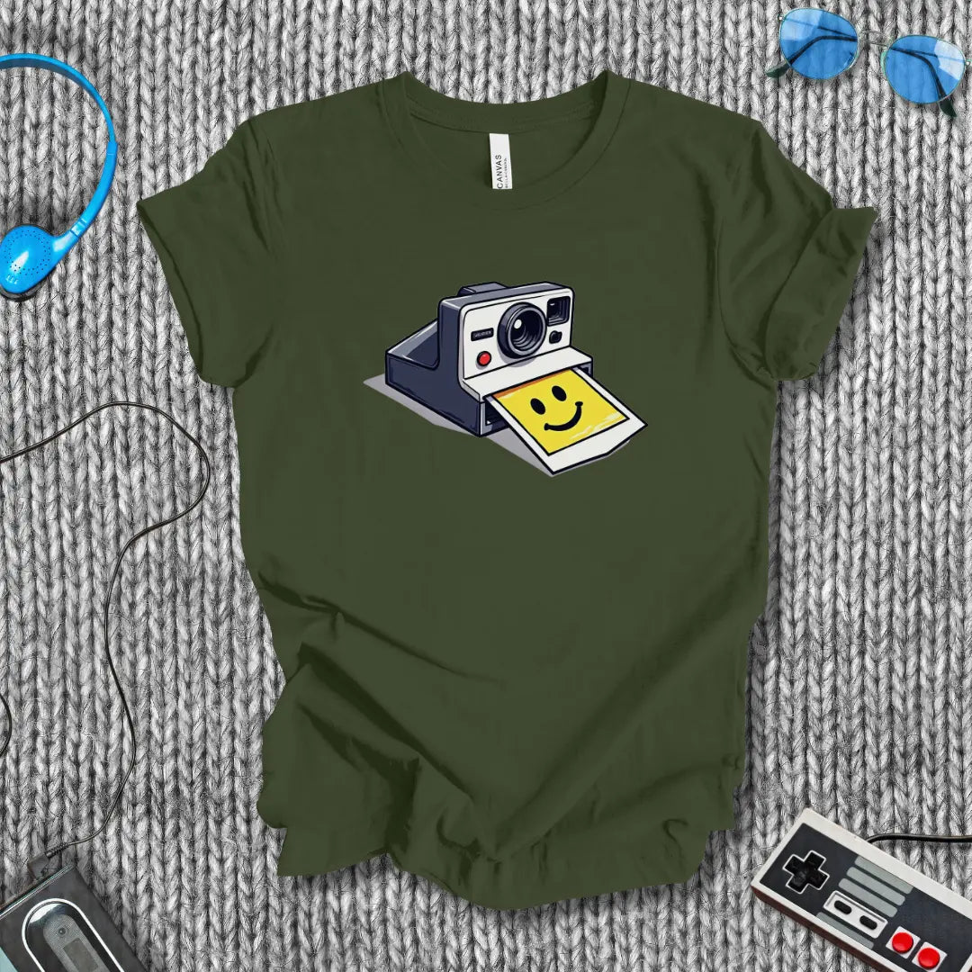 Smile Polaroid Camera T-Shirt Bella+Canvas