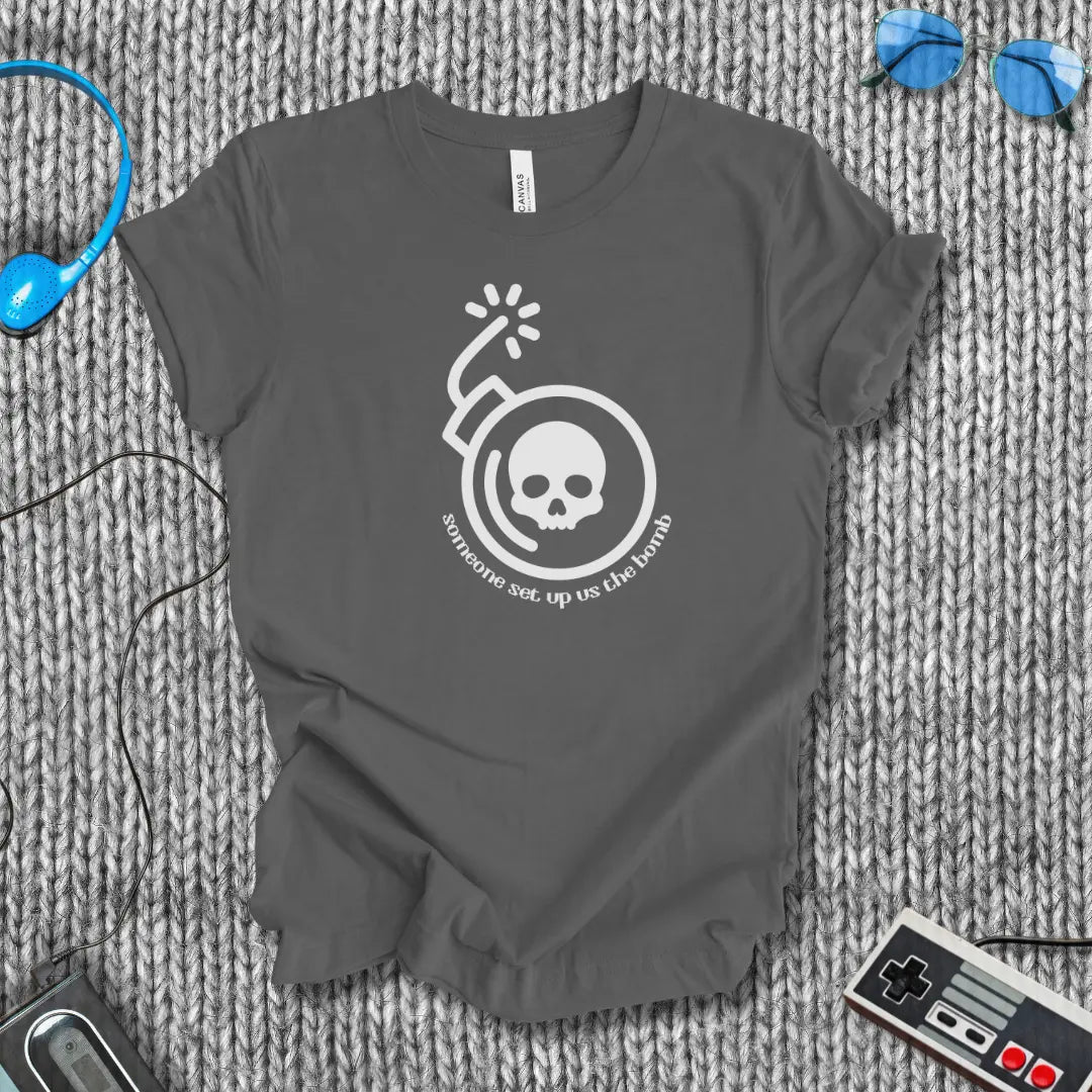 Someone Set Up Us the Bomb – Retro Meme Gaming T-Shirt Bella+Canvas