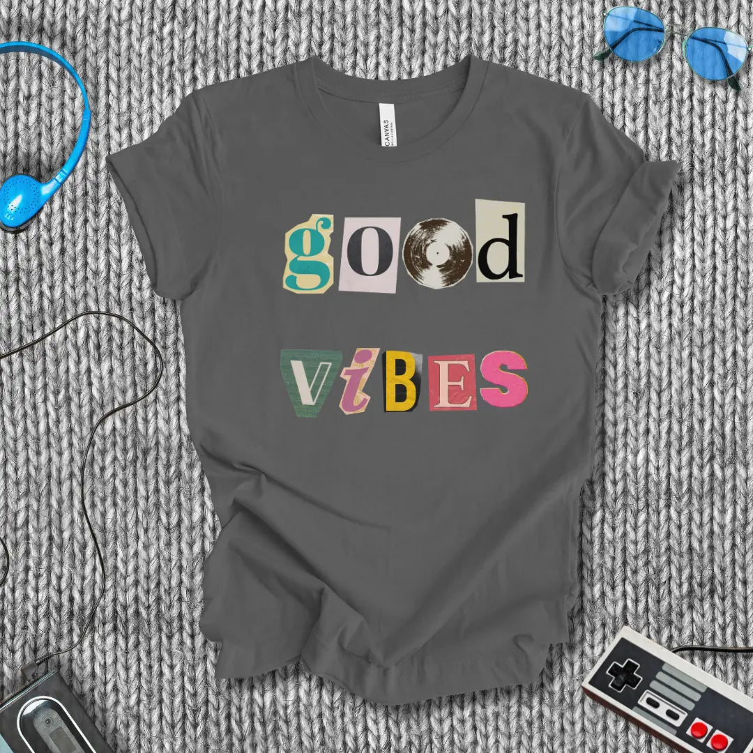 Good Vibes T-Shirt with Vinyl Record Bella+Canvas