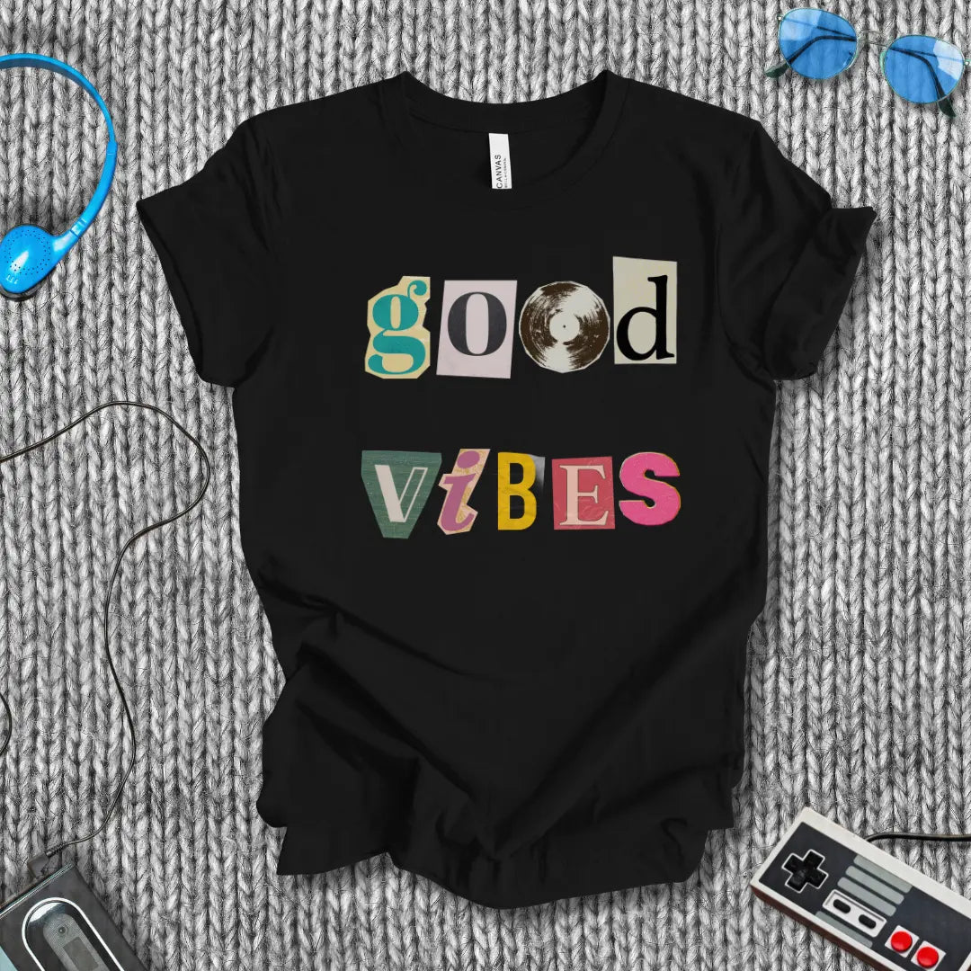 Good Vibes T-Shirt with Vinyl Record Bella+Canvas