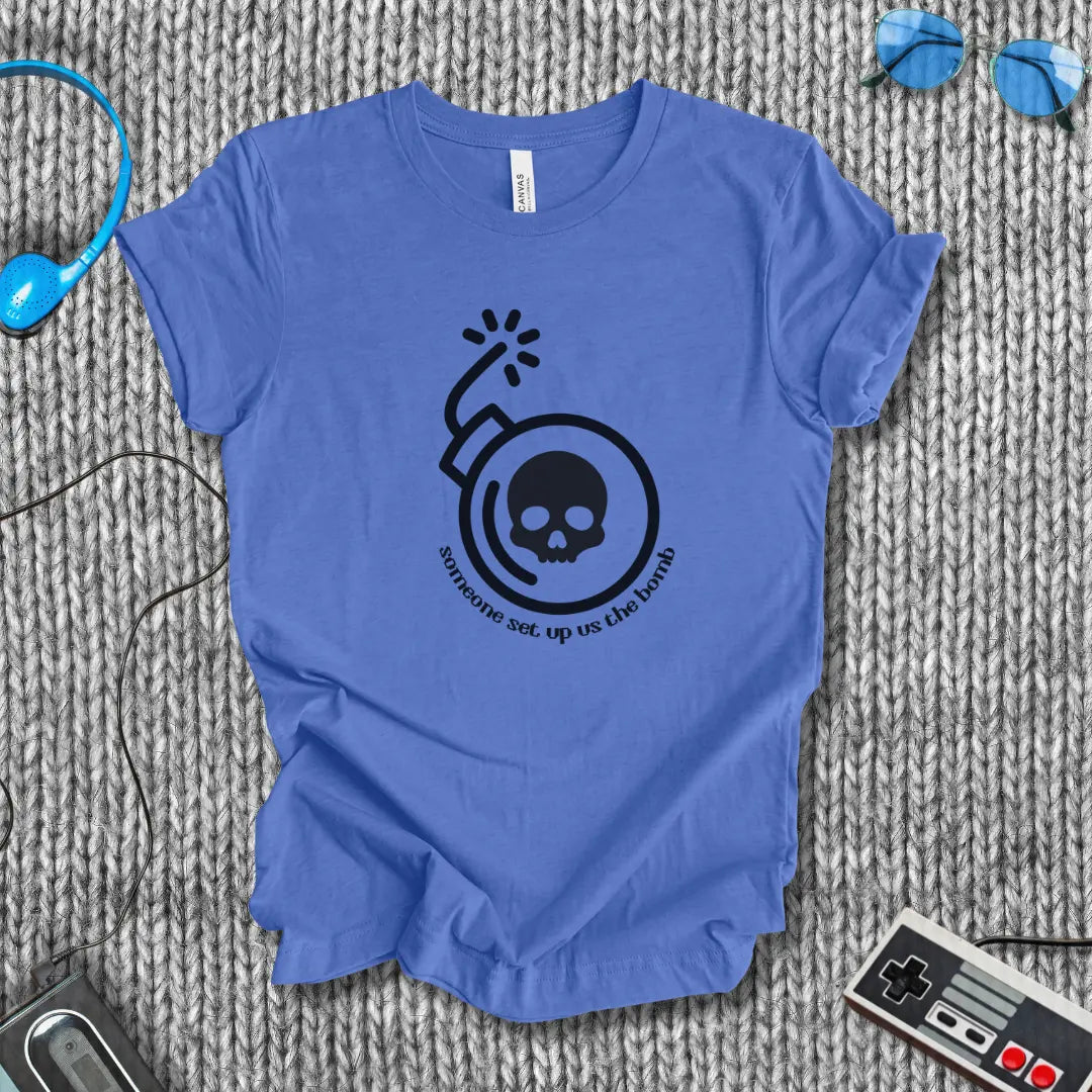 Someone Set Up Us the Bomb – Retro Meme Gaming T-Shirt Bella+Canvas