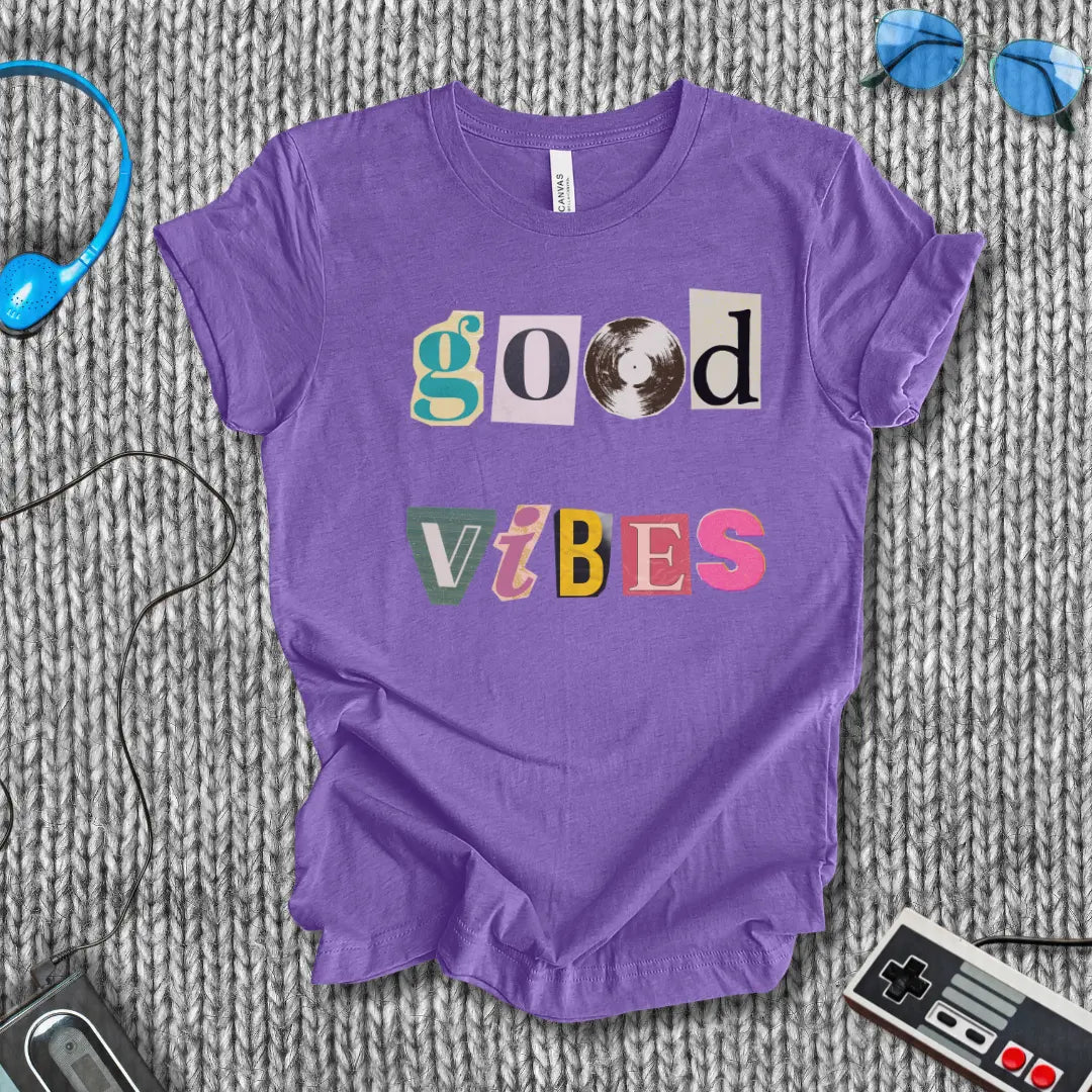 Good Vibes T-Shirt with Vinyl Record Bella+Canvas