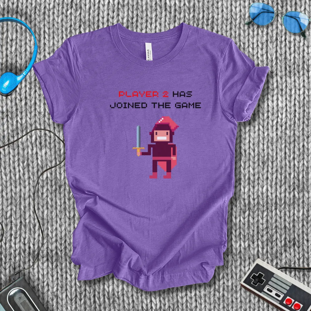 Player 2 Has Joined the Game – Retro Pixel Knight T-Shirt Bella+Canvas