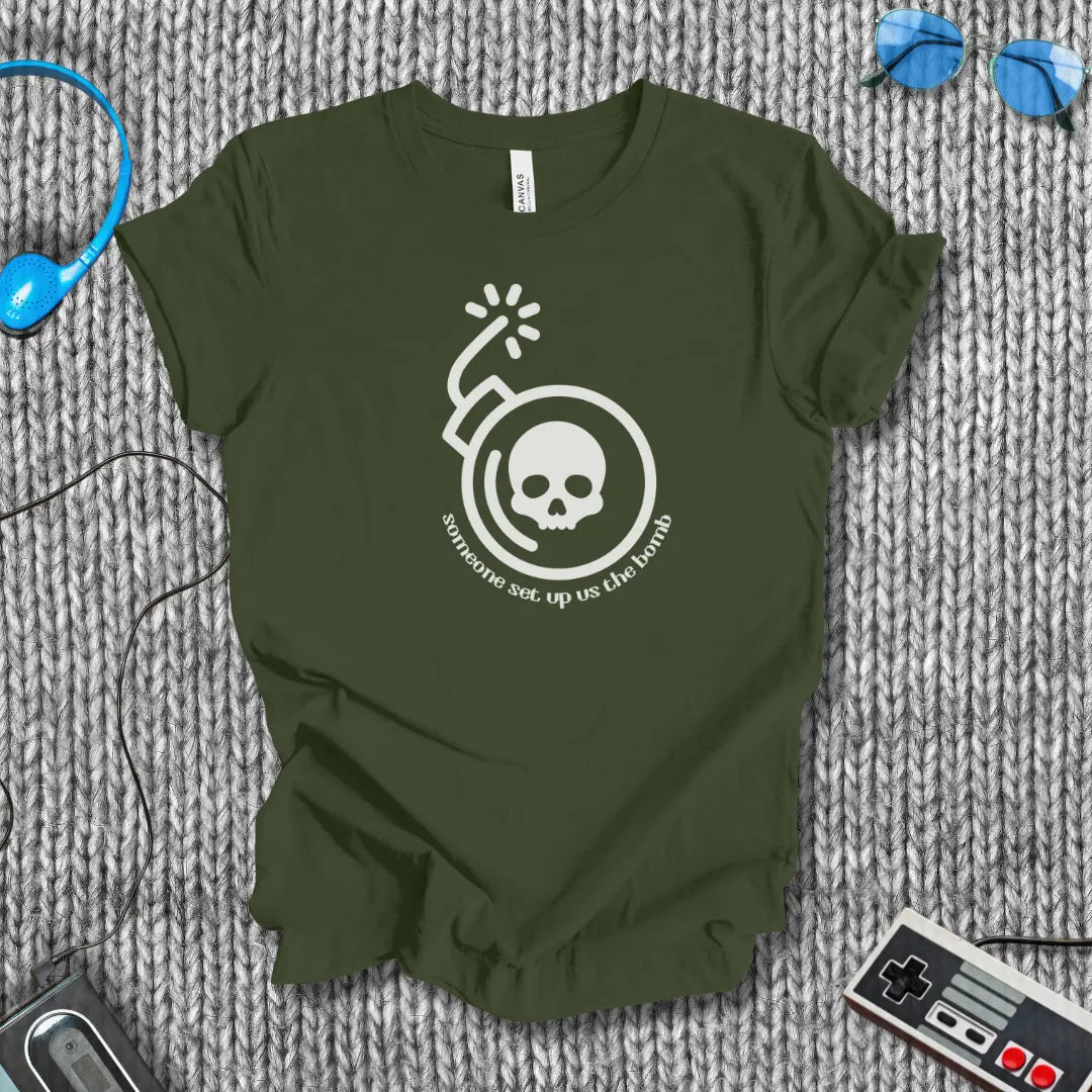 Someone Set Up Us the Bomb – Retro Meme Gaming T-Shirt Bella+Canvas