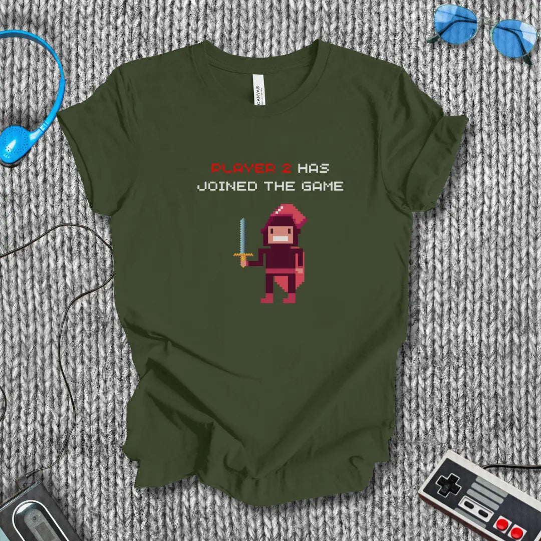 Player 2 Has Joined the Game – Retro Pixel Knight T-Shirt Bella+Canvas