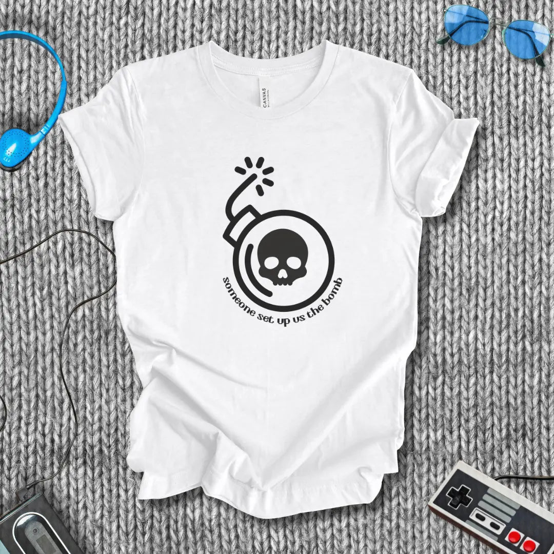 Someone Set Up Us the Bomb – Retro Meme Gaming T-Shirt Bella+Canvas