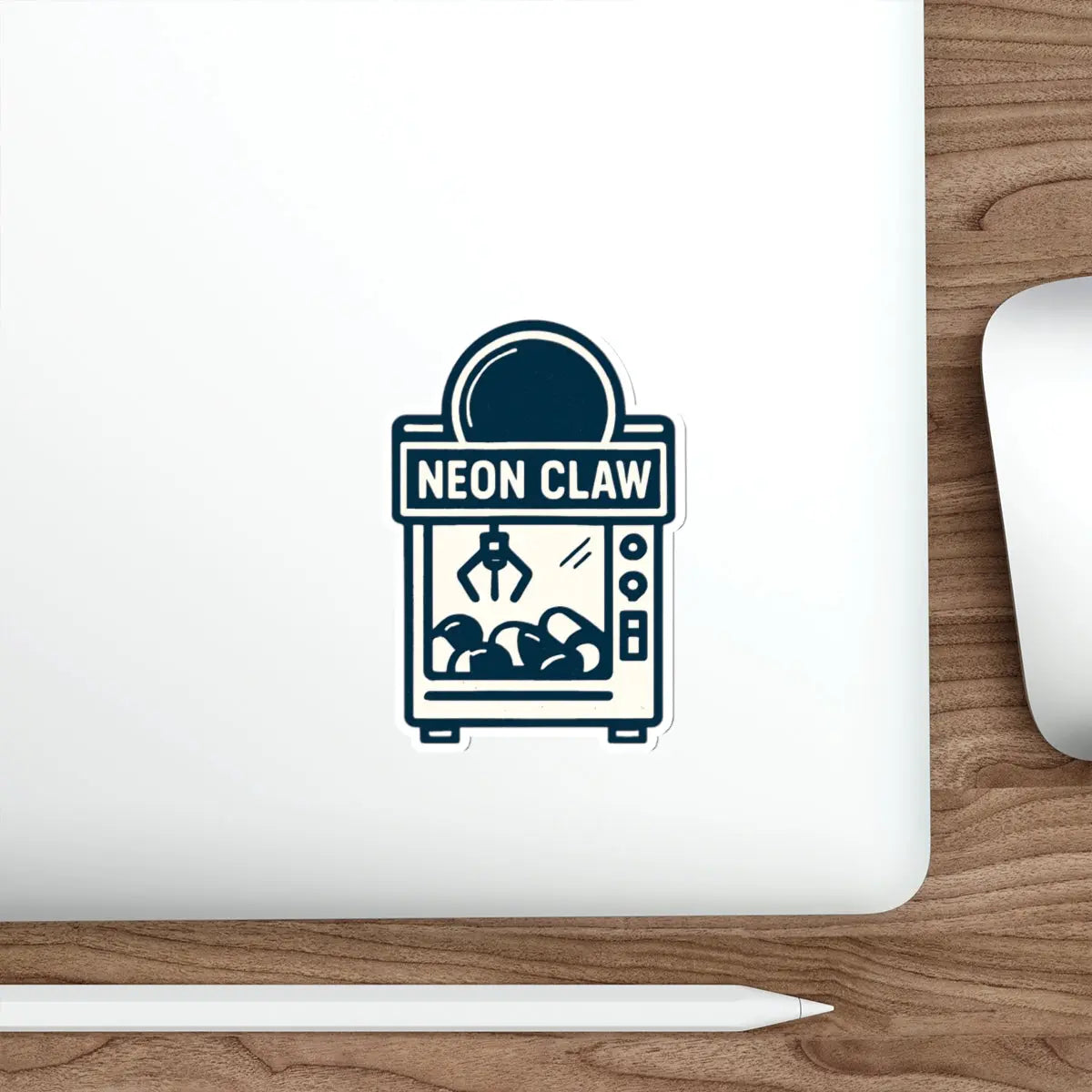 Neon Claw Arcade Game Die-Cut Sticker Printify