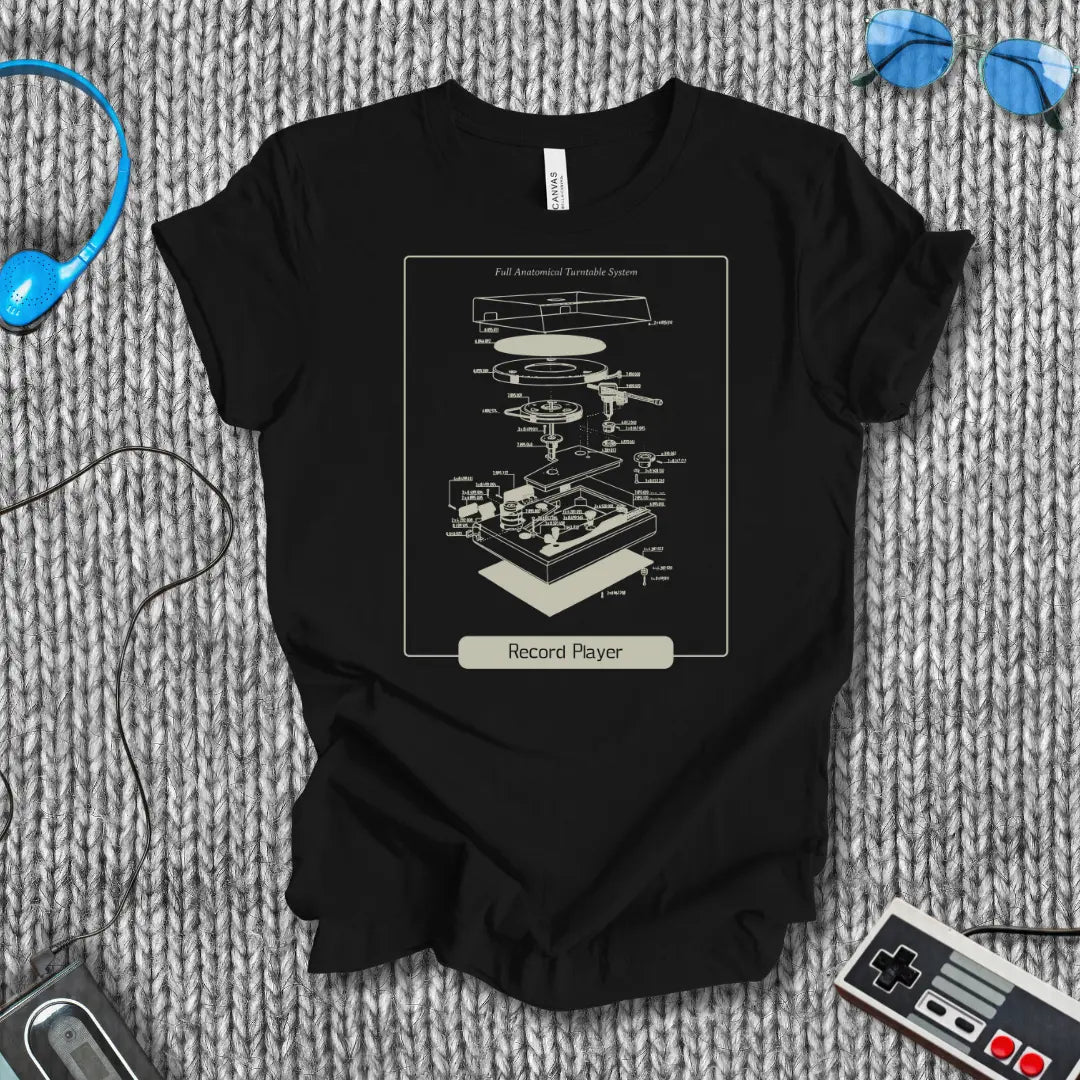 Record Player Schematics T-Shirt Printify