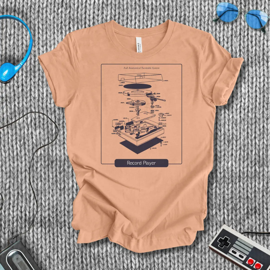 Record Player Schematics T-Shirt Printify