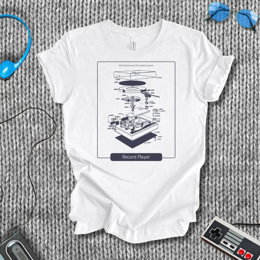 Record Player Schematics T-Shirt Printify