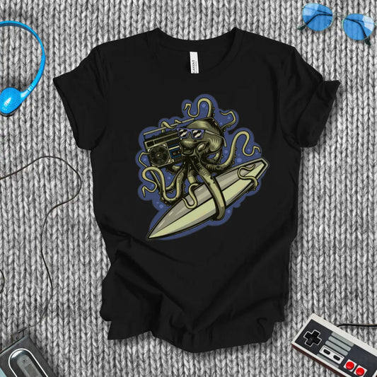 Ocean Boom Octopus Surf T-Shirt Printify