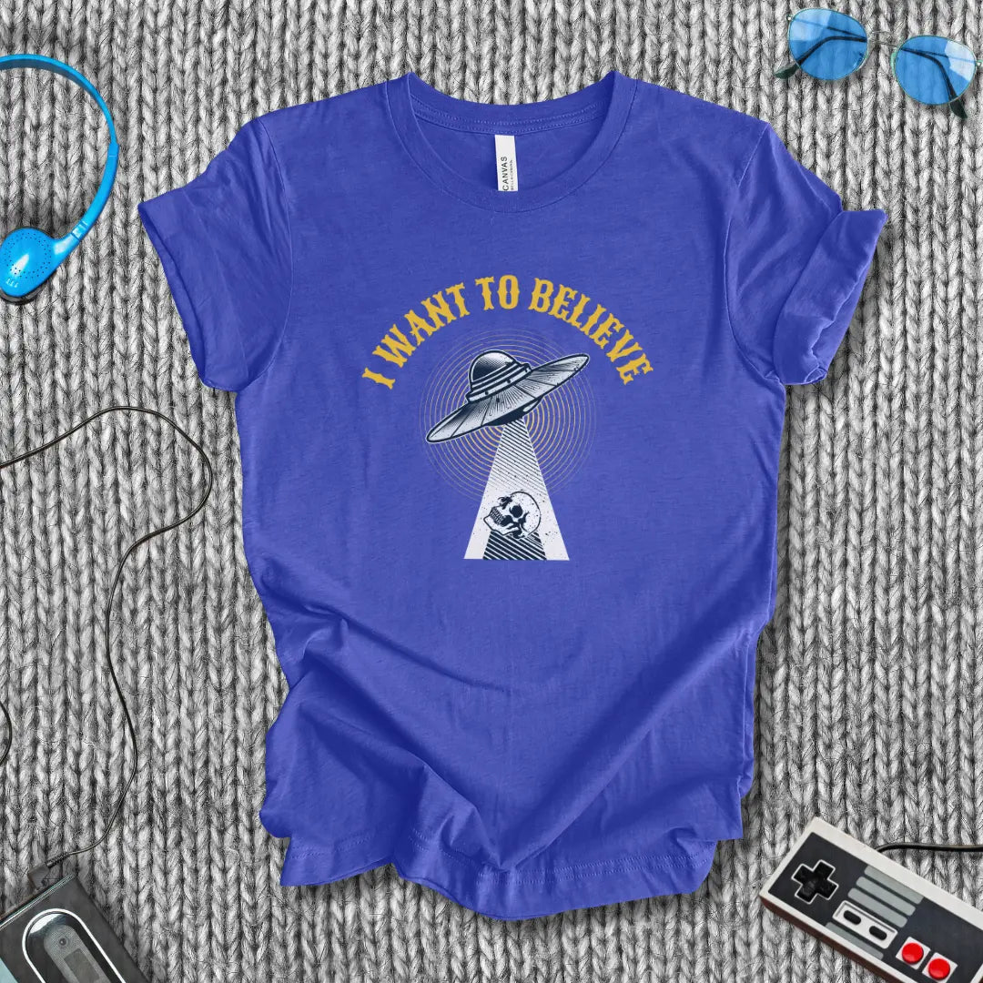 I Want to Believe UFO Skull T-Shirt Printify