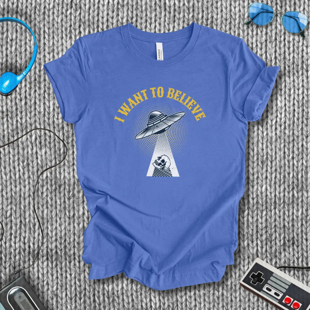 I Want to Believe UFO Skull T-Shirt Printify