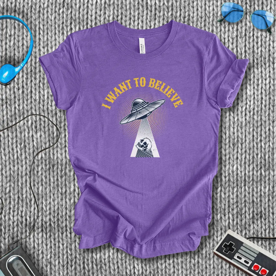 I Want to Believe UFO Skull T-Shirt Printify