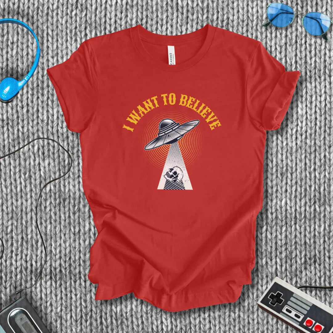 I Want to Believe UFO Skull T-Shirt Printify