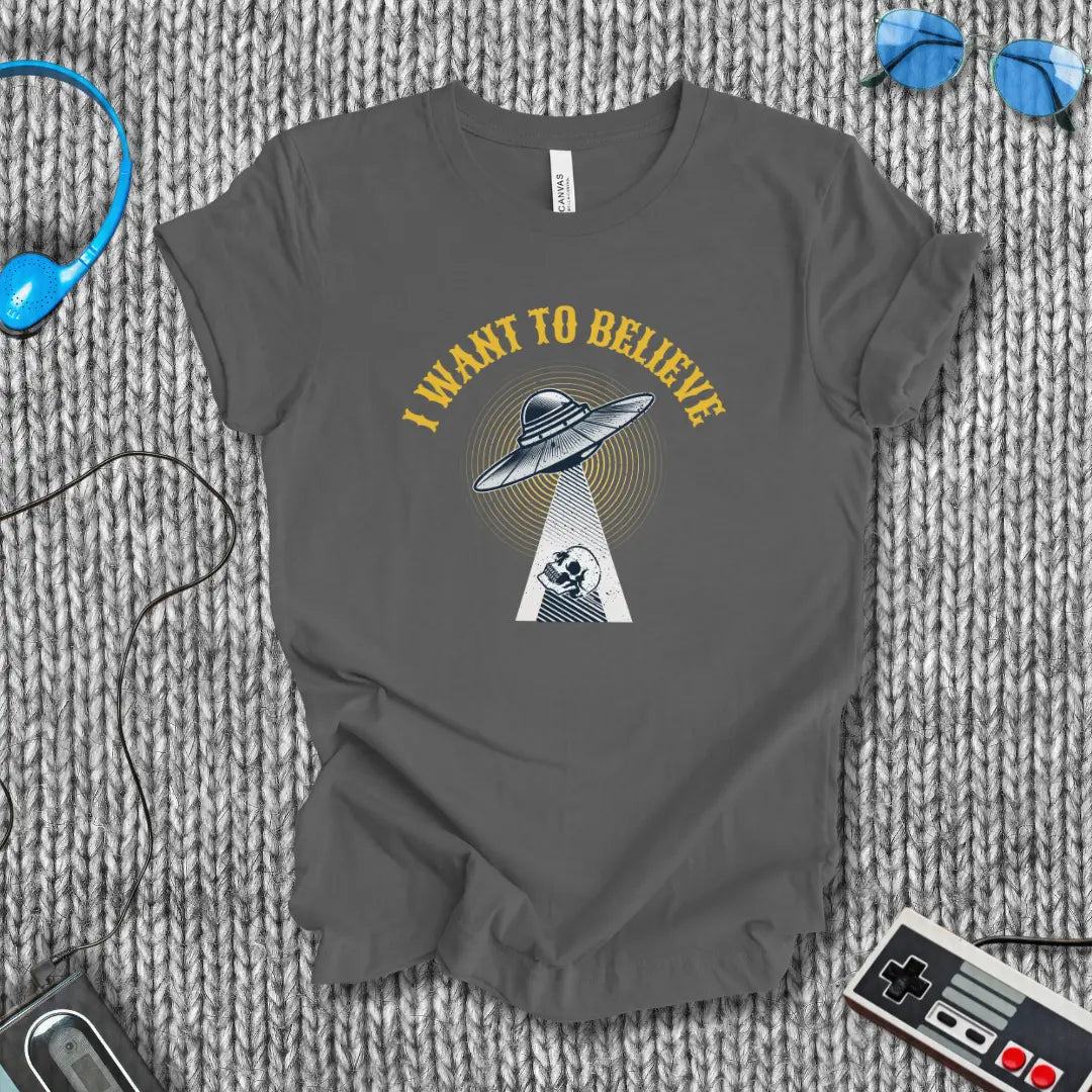 I Want to Believe UFO Skull T-Shirt Printify
