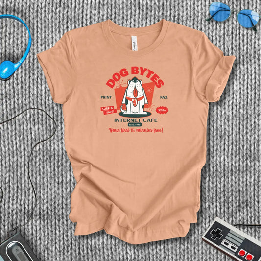 Dog Bytes Internet Café Retro T-Shirt Printify
