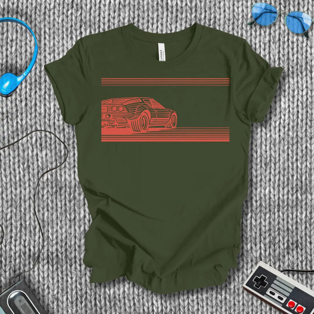 Retro Supercar Linework T-Shirt Printify