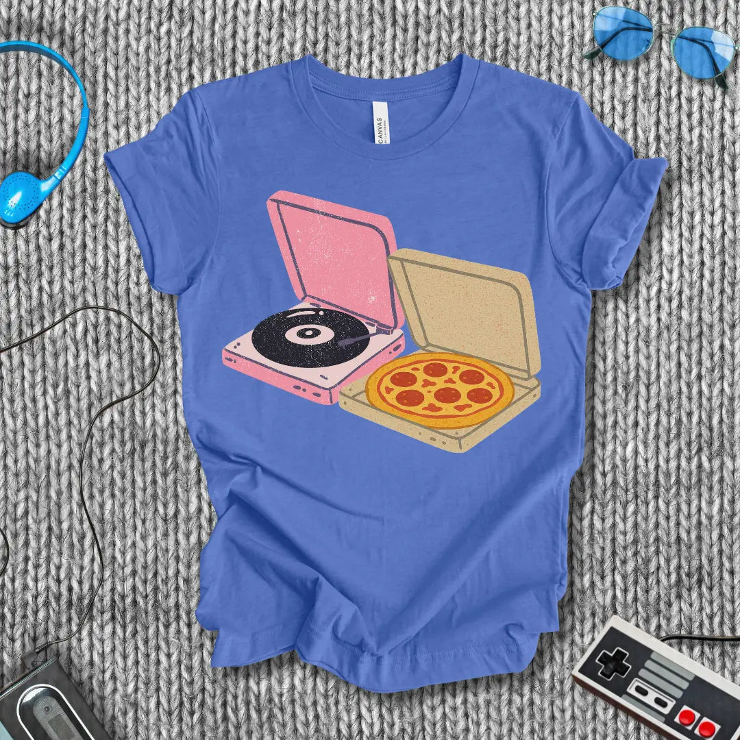 Friday Night Plans Pizza and Vinyl T-Shirt Bella+Canvas