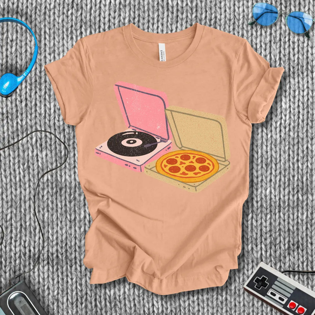 Friday Night Plans Pizza and Vinyl T-Shirt Bella+Canvas