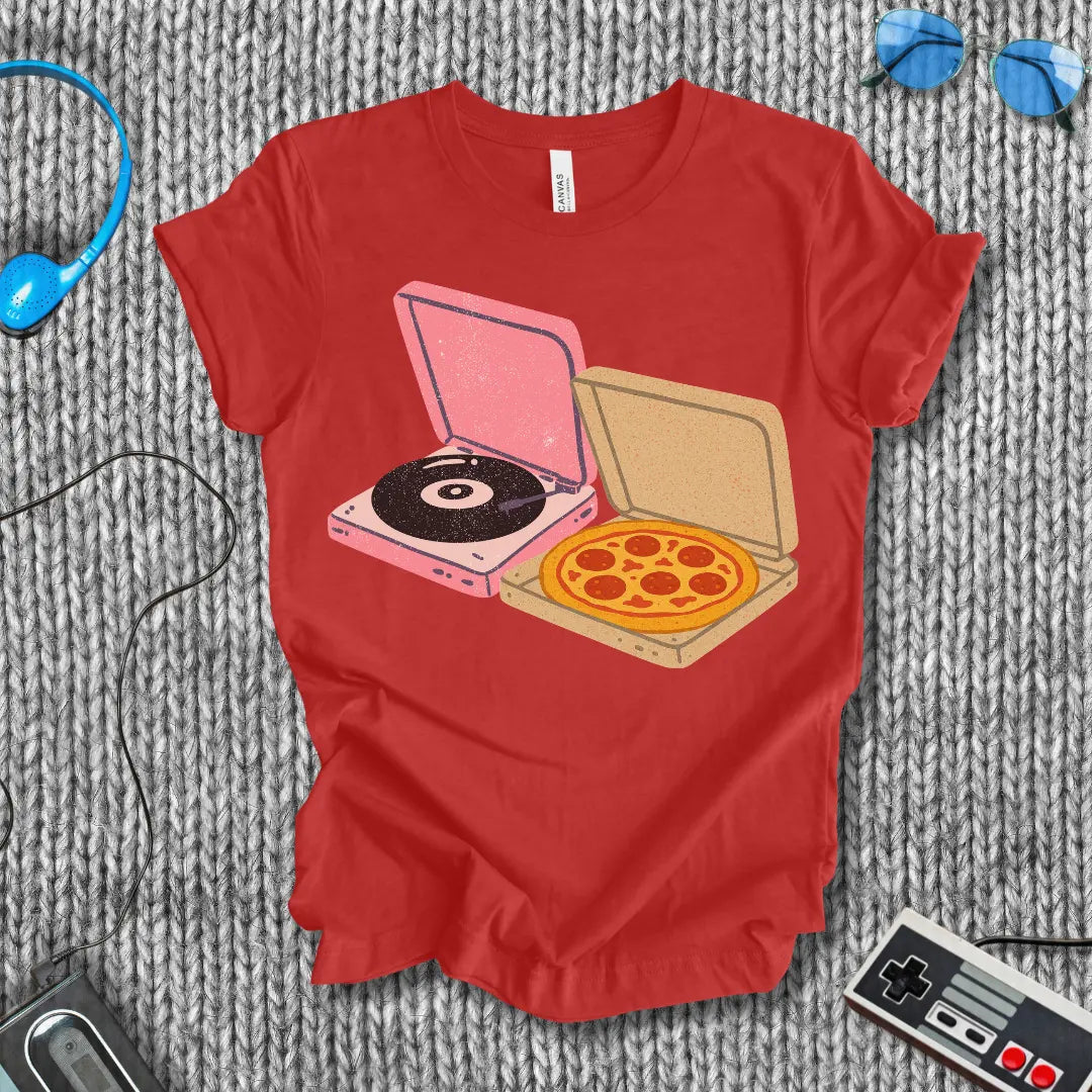 Friday Night Plans Pizza and Vinyl T-Shirt Bella+Canvas
