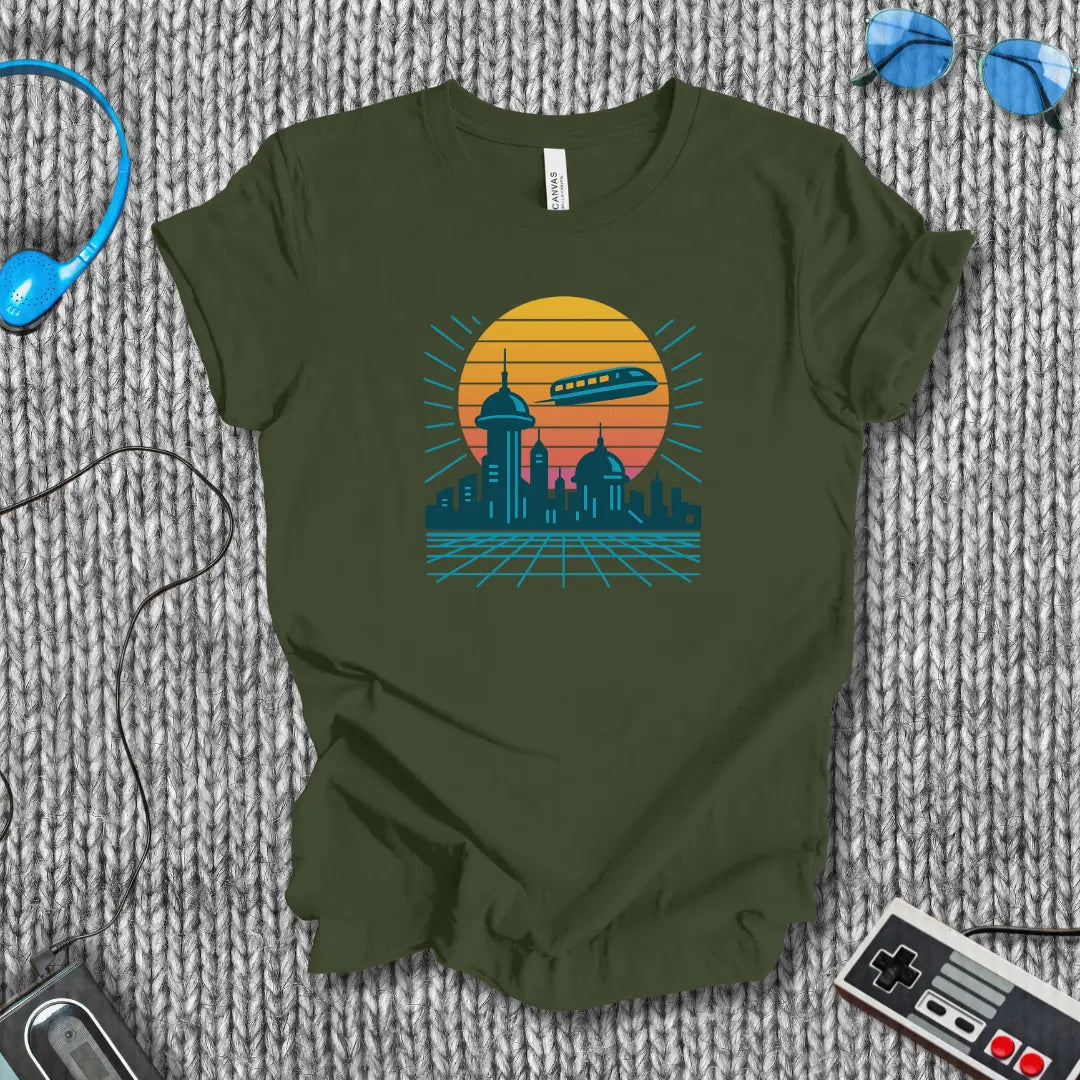 Skyline Circuit: Retro-Futurist T-Shirt Bella+Canvas