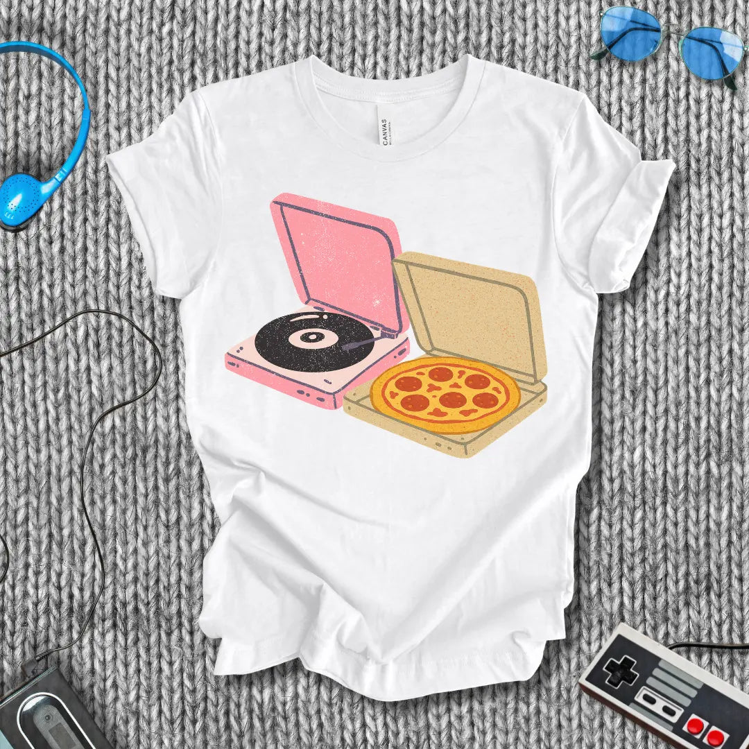 Friday Night Plans Pizza and Vinyl T-Shirt Bella+Canvas